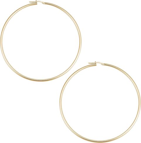 Kooljewelry 18k Gold over Sterling Silver 2x70-mm Tube Hoop Earrings in Saudi Arabia