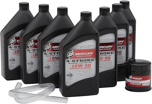 مجموعة تغيير الزيت الخارجي Mercury 8M0187621 10W-30 رباعية الأشواط للوحات الخارجية Mercury V6 وV8 175-300hp in Kuwait