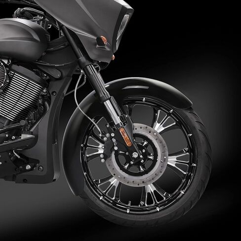 دراجة نارية XFMT باللون الأسود الزاهي مقاس 23 بوصة مصد أمامي ملتف مناسب لدراجة Harley Touring Street Glide 2014-2023 in Kuwait