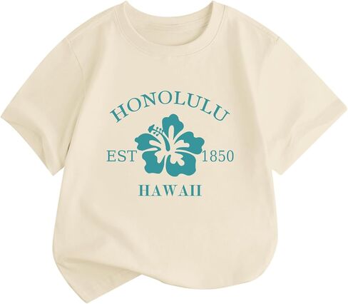 Kids Hawaiian Shirts for Girls Hibiscus Flower Graphic Tshirts Cute Beach Shirt Preppy Aesthetic Tee Summer Tops in Saudi Arabia