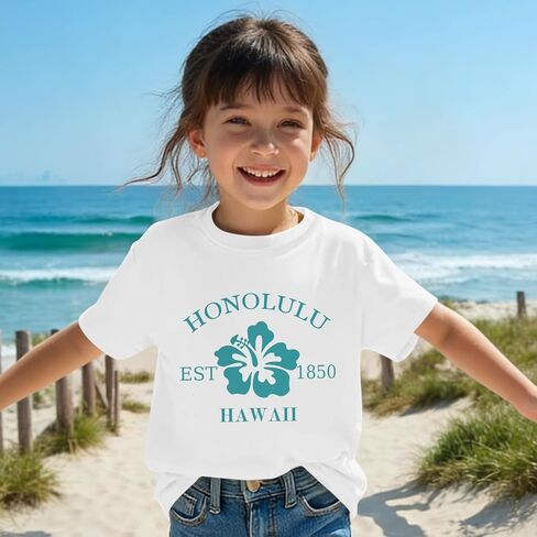 Kids Hawaiian Shirts for Girls Hibiscus Flower Graphic Tshirts Cute Beach Shirt Preppy Aesthetic Tee Summer Tops in Saudi Arabia