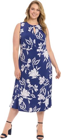 London Times Women's Women's Sleeveless Fit and Flare Pleated Midi - Keyhole Detail Neckline - Wedding Guest Dress in Saudi Arabia