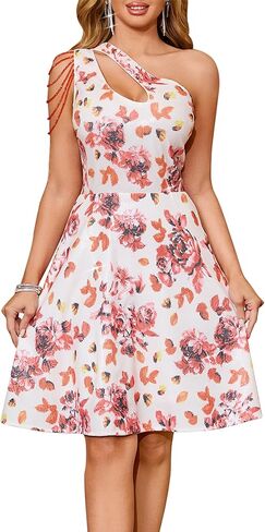 Cololura Women Sequin One Shoulder Cocktail Dress - Sexy Sparkling Tassel A-Line Party Club Prom Night Out Mini Dress in Saudi Arabia