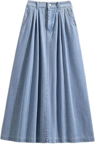Korean Vintage Denim Skirt, Women's Oversized high Waisted Denim Skirt, Harajuku Denim Skirt in Saudi Arabia