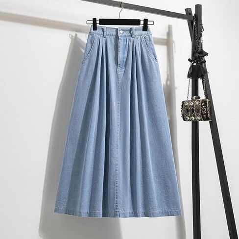 Korean Vintage Denim Skirt, Women's Oversized high Waisted Denim Skirt, Harajuku Denim Skirt in Saudi Arabia