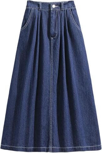 Korean Vintage Denim Skirt, Women's Oversized high Waisted Denim Skirt, Harajuku Denim Skirt in Kuwait