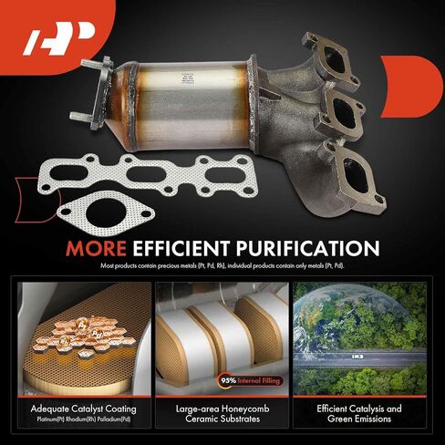 A-Premium Exhaust Manifold Catalytic Converter with Gasket Kit Direct-Fit Compatible with Ford Explorer 2011-2012, Edge 2011-2014 & Lincoln MKX 2011-2015, 3.5L 3.7L, E.P.A. Compliant in Saudi Arabia