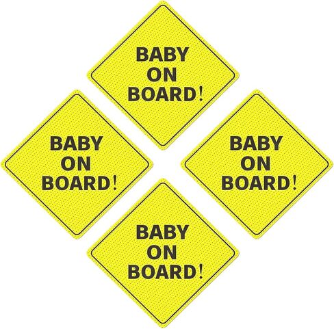 Essential Baby On Board Car Sticker Decal, See-Through Car Window Safety Warning Decal with Strong Adhesive, 5" × 5" Waterproof Eye-Catching Vinyl Bumper Signs for Vehicles (2PCS) in Saudi Arabia