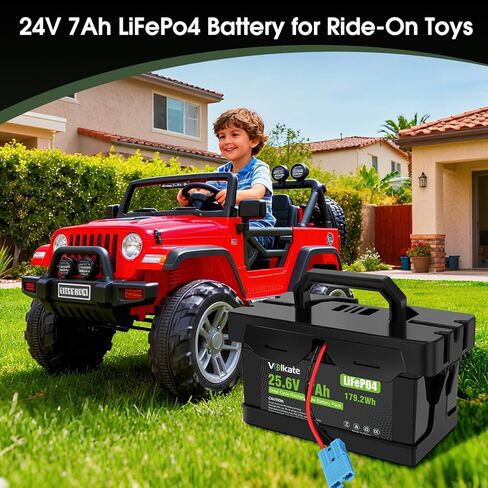 24V 7Ah 20Hr Rechargeable LiFePO4 Battery, 24 Volt Lithium Iron Phosphate Replacement Battery for 12FM7, Compatible with Dynacraft Joywhale Huffy Torex Realtree Ride On Cars Toys in Kuwait