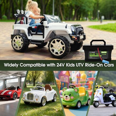 24V 7Ah 20Hr Rechargeable LiFePO4 Battery, 24 Volt Lithium Iron Phosphate Replacement Battery for 12FM7, Compatible with Dynacraft Joywhale Huffy Torex Realtree Ride On Cars Toys in Kuwait