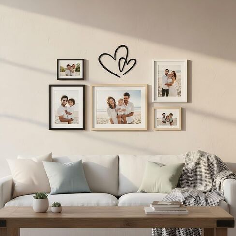 AIM & GGKK Modern Black Heart Wall Decor - Sleek Metal Heart Shaped Wall Art Hanging for Living Room, Bedroom, Bathroom, Dining Room - Minimalist Home Decor Accent in Kuwait