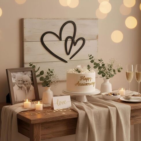 AIM & GGKK Modern Black Heart Wall Decor - Sleek Metal Heart Shaped Wall Art Hanging for Living Room, Bedroom, Bathroom, Dining Room - Minimalist Home Decor Accent in Kuwait