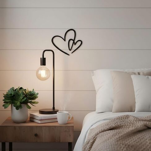 AIM & GGKK Modern Black Heart Wall Decor - Sleek Metal Heart Shaped Wall Art Hanging for Living Room, Bedroom, Bathroom, Dining Room - Minimalist Home Decor Accent in Kuwait