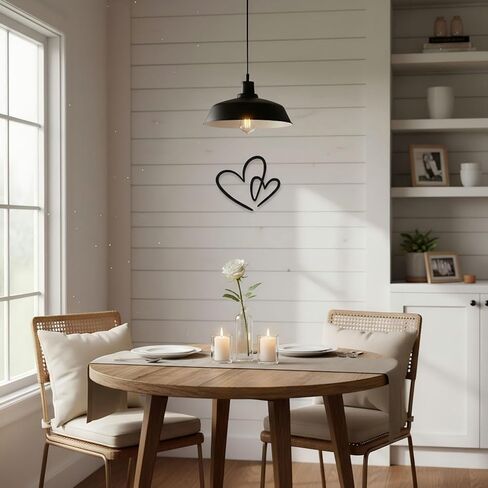 AIM & GGKK Modern Black Heart Wall Decor - Sleek Metal Heart Shaped Wall Art Hanging for Living Room, Bedroom, Bathroom, Dining Room - Minimalist Home Decor Accent in Kuwait