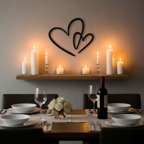 AIM & GGKK Modern Black Heart Wall Decor - Sleek Metal Heart Shaped Wall Art Hanging for Living Room, Bedroom, Bathroom, Dining Room - Minimalist Home Decor Accent in Kuwait