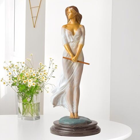 Neoclassical Dancing Nymph Bronze Sculpture, 16.5" Lost-Wax Cast Bronze Artwork with Flowing Silk Gown, Palatial Woman Sculpture for Luxury Mansion Decor & Collector's Heirloom Gift in Saudi Arabia