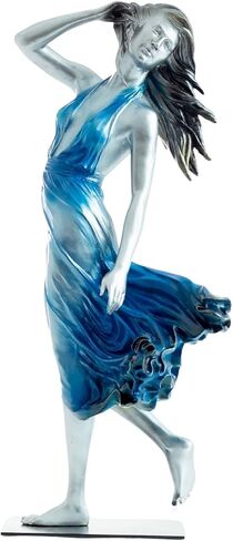 Neoclassical Dancing Nymph Bronze Sculpture, 16.5" Lost-Wax Cast Bronze Artwork with Flowing Silk Gown, Palatial Woman Sculpture for Luxury Mansion Decor & Collector's Heirloom Gift in Saudi Arabia