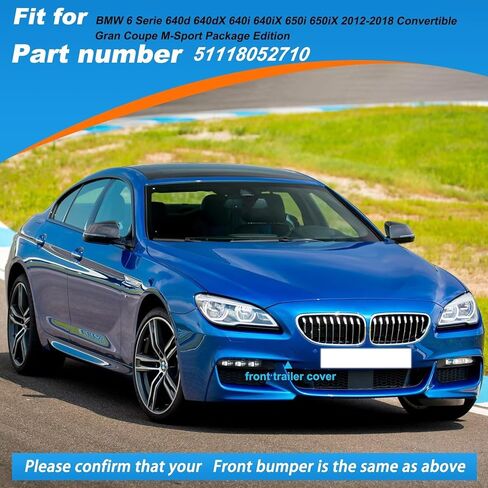 المصد الأمامي سحب هوك غطاء غطاء سحب العين صالح لسيارات BMW 6 Series M-Sport 640d 650i 2012 2013 2014 2015 2016 2017 2018 51118052710 (أسود) in Saudi Arabia
