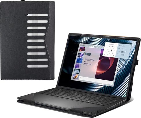 Laptop Case for Dell Pro 14 Essential Laptop PV14250 14255 14inches[Not Other Models] PU Leather Protective Bag Detachable Shell (Dark Gray) in Saudi Arabia