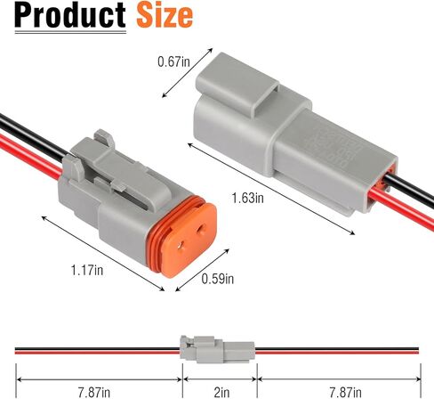 مجموعة موصلات كهربائية ألمانية مقاومة للماء ذات 2 دبوس من DT - سلك 18 AWG، قابس ذكر وأنثى، أسلاك السيارات للسيارة والشاحنات والقوارب والدراجات النارية ومصابيح LED - 3 عبوات (رمادي) in Kuwait