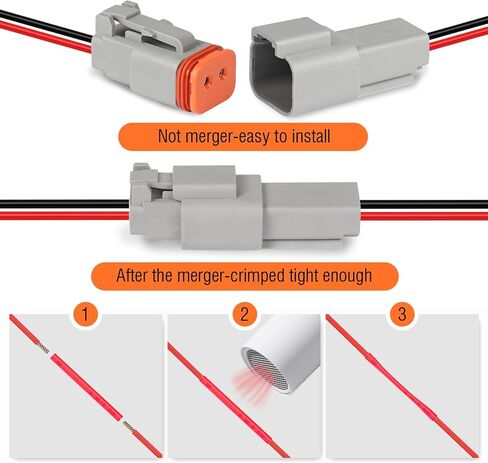 مجموعة موصلات كهربائية ألمانية مقاومة للماء ذات 2 دبوس من DT - سلك 18 AWG، قابس ذكر وأنثى، أسلاك السيارات للسيارة والشاحنات والقوارب والدراجات النارية ومصابيح LED - 3 عبوات (رمادي) in Kuwait