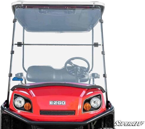 SuperATV Corsa Blue E-Z-GO Express S حاجب أمامي قابل للطي، 1/4 بوصة بولي كربونات مقاوم للخدش أقوى 250 مرة من الزجاج، محمي بطبقة صلبة بصرية XR، شفاف، بدون فتحة تهوية in Saudi Arabia