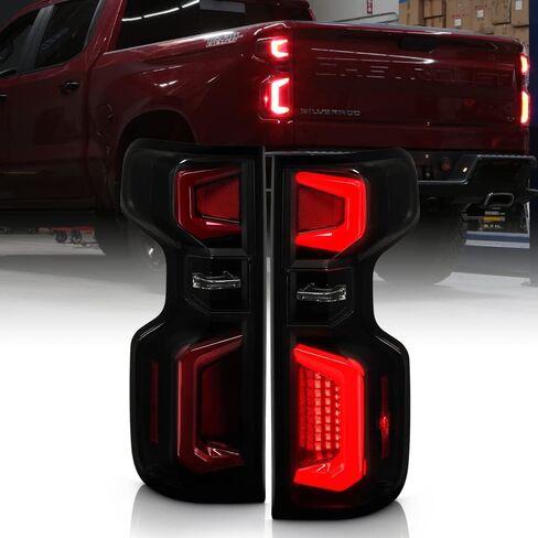 ACANII - For [Incandescent Model] 2019-2023 Chevy Silverado 1500 Black Smoked LED Tube Tail Lights Lamps Pair Left+Right in Saudi Arabia