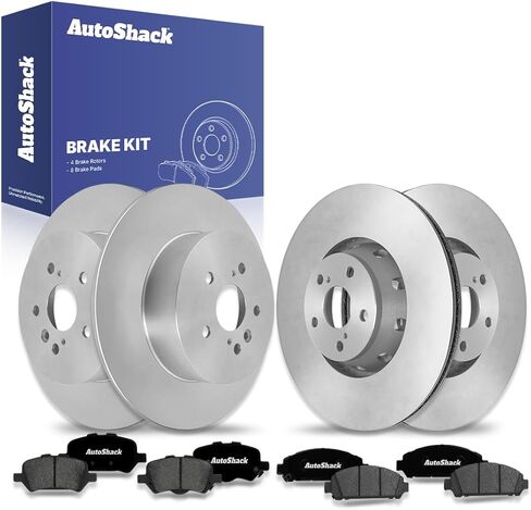 AutoShack Front Vented & Rear Solid Brake Rotors + Premium Ceramic Pads 12-PC Brake Kit Replacement for 2009-2016 Toyota Venza in Saudi Arabia