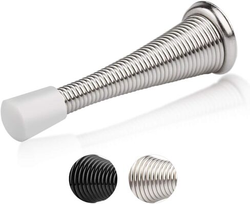 HOMOTEK 12 Pack Spring Door Stopper with Rubber Bumper Satin Nickel 3-1/8" Flexible Spring Heavy Duty Wall Door Stop Low Mounted Door Bumper for Home (Satin Nickel-Upgrade) in Saudi Arabia