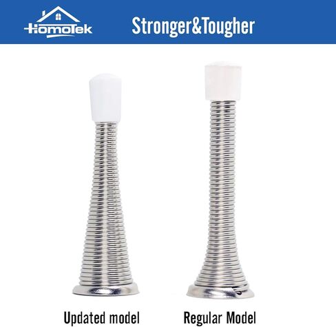 HOMOTEK 12 Pack Spring Door Stopper with Rubber Bumper Satin Nickel 3-1/8" Flexible Spring Heavy Duty Wall Door Stop Low Mounted Door Bumper for Home (Satin Nickel-Upgrade) in Saudi Arabia