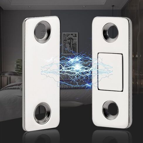 2 Pack Magnetic Door Catch with Strong Hold, Drill-Free Adhesive Latch for Cabinets, Wardrobes & Sliding Doors – Invisible Closure Hardware, Easy Install (L-Shaped) in Saudi Arabia