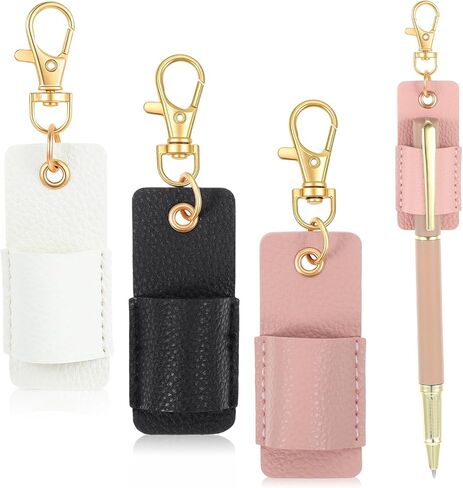 Bremorou 3 Pcs Pen Holder for Lanyard PU Leather Anti-Lost Lanyard Pen Clip Retractable Pens Holder Clip Keychain Portable Pouch Pocket Pens Holders for Pencil Badges Clipboard Nurses Office School in Saudi Arabia