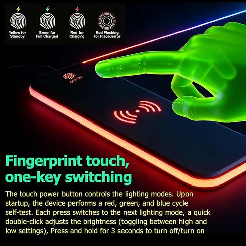 لوحة ماوس ألعاب RGB للشحن اللاسلكي بقدرة 15 وات، وسجادة مكتب كبيرة مقاس XXL (31.5 بوصة × 11.8 بوصة × 0.16 بوصة) مع 13 وضعًا للضوء، متوافقة مع iPhone 17/16/15/14/13/12/11، وSamsung S23، وAirPods in Kuwait