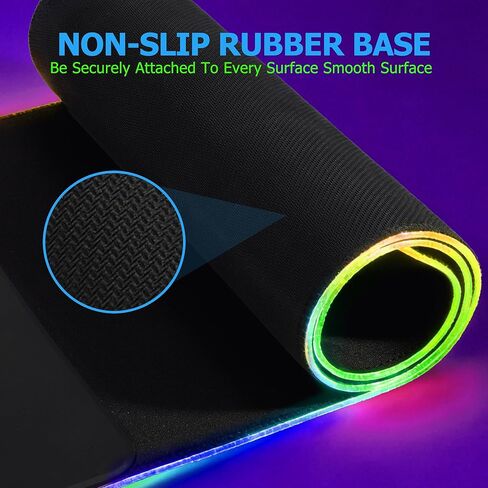 لوحة ماوس ألعاب RGB للشحن اللاسلكي بقدرة 15 وات، وسجادة مكتب كبيرة مقاس XXL (31.5 بوصة × 11.8 بوصة × 0.16 بوصة) مع 13 وضعًا للضوء، متوافقة مع iPhone 17/16/15/14/13/12/11، وSamsung S23، وAirPods in Kuwait