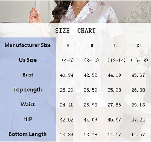 Silk Pajamas for Women Set, 2-Piece Button Down Comfortable Sleepwear with Floral Print, Loungewear with Shirt and Shorts in Saudi Arabia