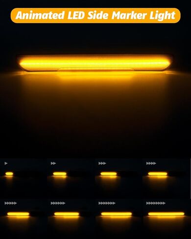 4-Piece Smoked Lens Dynamic Glow LED Side Marker Lights Kit for GMC Sierra 2500HD/3500HD 2020-2025 | Front & Rear Side Marker Lamp Assembly Replacement (Amber Light, Smoked Lens Style) in Kuwait