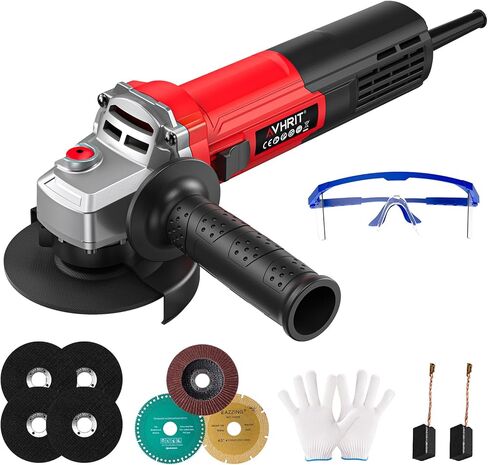 مطحنة زاوية، أدوات طاحونة زاوية سلكية 10 أمبير 4-1/2 بوصة، مطحنة معدنية 11000 دورة في الدقيقة مع 5 قطع/3 طحن/2 أقراص رفرفة، أداة طاحونة زاوية صغيرة للقطع والطحن والتلميع (أحمر) in Kuwait