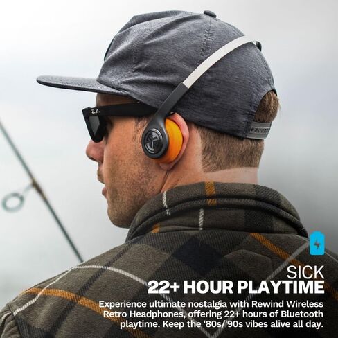 سماعات JLab Rewind 2 اللاسلكية الرجعية، وقت تشغيل يزيد عن 20 ساعة، دعم التطبيق، بلوتوث متعدد النقاط + مشاركة لاسلكية، صوت EQ3 مخصص، عناصر تحكم في الموسيقى، تصميم إرتداد 80s 90s، أسود in Kuwait