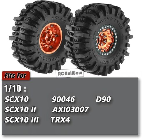 1.9 Inch RC Wheel Tire Set for 1/10 RC Crawler Axial SCX10 SCX10 II 90046 SCX10 III AXI03007 TRX4,Aluminum Beadlock Wheels & Soft Rubber Tires,4Packs,Brown in Kuwait