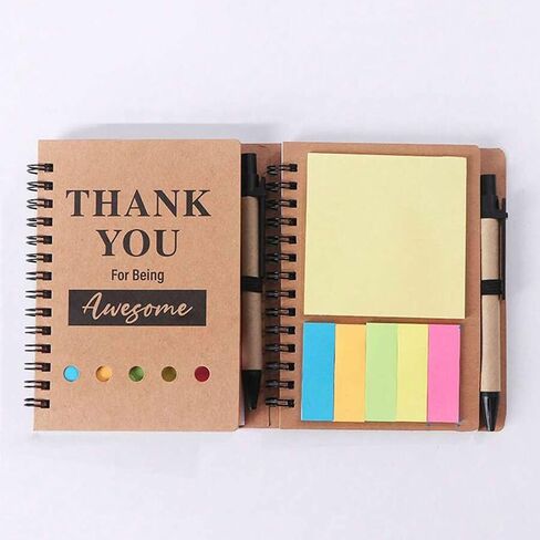 1PC Notebook And Memo Book Set With Memo And Pen, Kraft Paper Cover, Office/School/Gift Appreciation Supplies, Suitable As Gifts For Employees/Colleagues/Teachers/Parents in Saudi Arabia