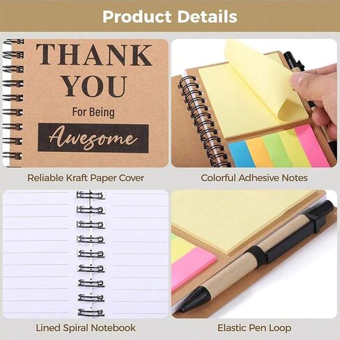 1PC Notebook And Memo Book Set With Memo And Pen, Kraft Paper Cover, Office/School/Gift Appreciation Supplies, Suitable As Gifts For Employees/Colleagues/Teachers/Parents in Saudi Arabia