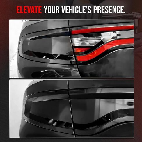 Smoked Tail Light Lens Cover Protectors Compatible with 2015-2024 for Dodge Charger Models - ABS Plastic, Gloss Black Finish, Easy No-Drill Installation in Kuwait
