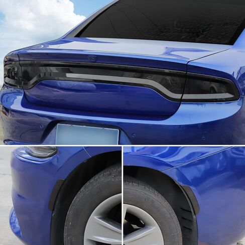 Tail Light Taillight & Wheel Eyebrow Lamp Trim Cover Kit 6Pcs Compatible with 2015-2025 Dodge Charger (Smoke Black) in Saudi Arabia