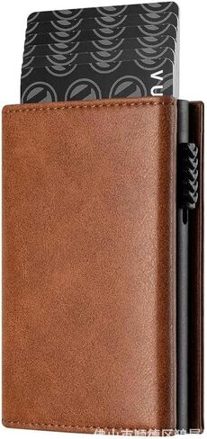 Wallet with Slim Pop Up Card Holder for Men, Bifold Minimalist Smart Wallet RFID Blocking Credit Card Holder with ID Window & Stretchable Cash Slot, Yellow-brown in Saudi Arabia