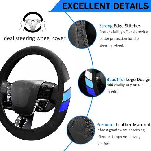غطاء عجلة القيادة YOSRTER لسيارة Toyota Tacoma 4Runner Tundra TRD Camry Rav4 أغطية عجلة جلدية مضادة للانزلاق لملحقات عجلة القيادة Toyota متوافقة مع 14-15 بوصة (أبيض/أزرق/أزرق داكن) in Kuwait