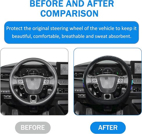 غطاء عجلة القيادة YOSRTER لسيارة Toyota Tacoma 4Runner Tundra TRD Camry Rav4 أغطية عجلة جلدية مضادة للانزلاق لملحقات عجلة القيادة Toyota متوافقة مع 14-15 بوصة (أبيض/أزرق/أزرق داكن) in Kuwait