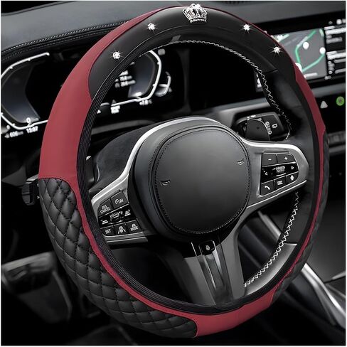 Bling Car Steering Wheel Cover, 15 Inch Non-Slip Elastic Leather Bling Diamond Steering Wheel Covers, Interior Sparkling Crystal Rhinestones Wheel Protector for Women Girls (Blue) in Saudi Arabia