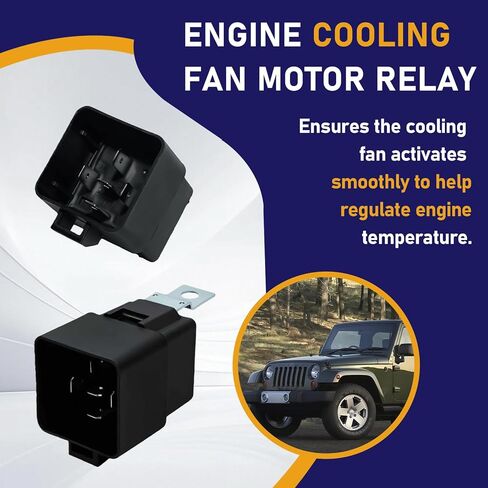 2-Pack Engine Cooling Fan Motor Relay Compatible with Jeep Wrangler 2009–2016, Replaces 56055667AA 56055667AB, Cooling Fan Relay Replacement in Kuwait