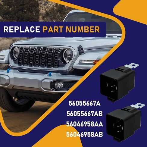 2-Pack Engine Cooling Fan Motor Relay Compatible with Jeep Wrangler 2009–2016, Replaces 56055667AA 56055667AB, Cooling Fan Relay Replacement in Kuwait