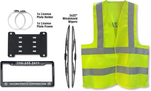 Front Grille Deer Moose Brush Bumper Guard Large Compatible with Volvo VNL 2018 and newer PLUS Bracket, Logo with Stripe, 4x 6" LED Headlights, Wipers, License Plate Holder and Frame, Vest in Kuwait